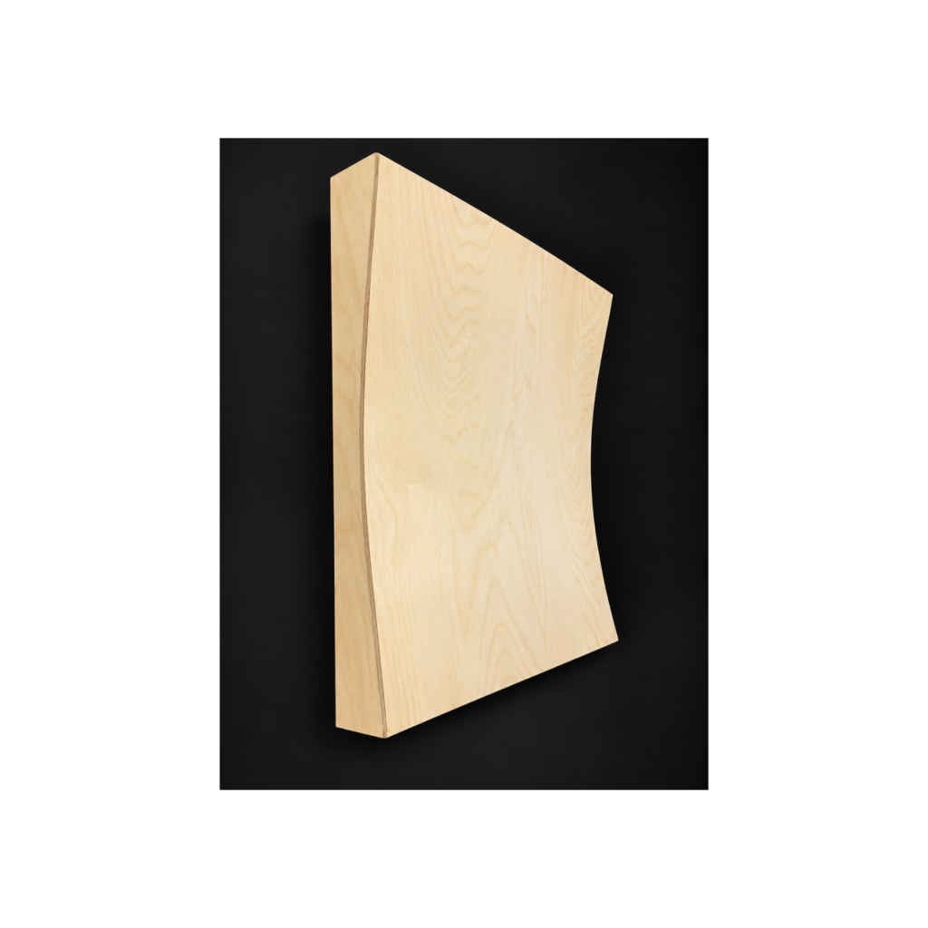 Inward arc birch wood painting panel featuring a smooth concave curved edge, handmade by Vermont Art Panels.