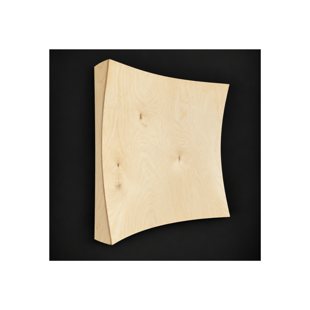 Concave contour birch wood painting panel with an inward-curved edge, handmade by Vermont Art Panels.